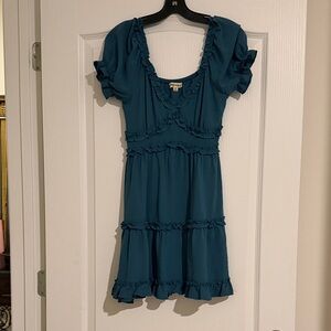 Inspired Hearts Teal Ruffle Tiered Mini Dress